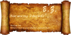 Barancsy Zdenkó névjegykártya
